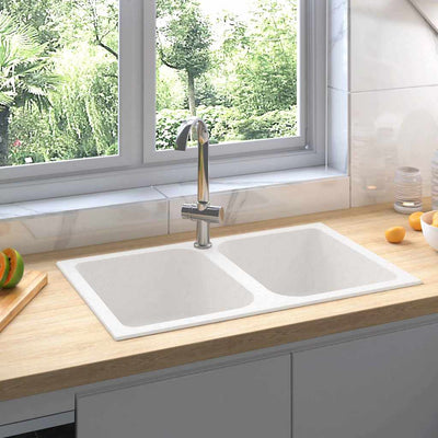 Vidaxx Küchenspüle weiß 76 x 48 x 30 cm Quarz und Harz