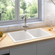 Vidaxx Küchenspüle weiß 76 x 48 x 30 cm Quarz und Harz