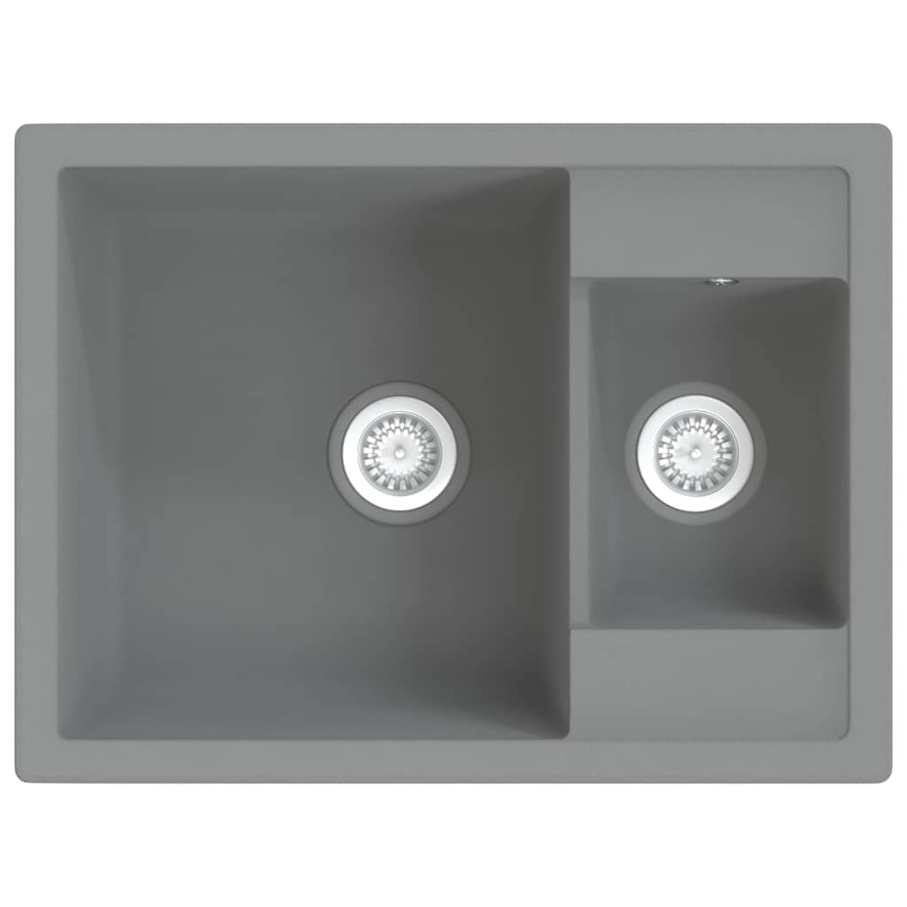 VIDAXL Sink Double Mirbs mit Überlauflochgranitgrau