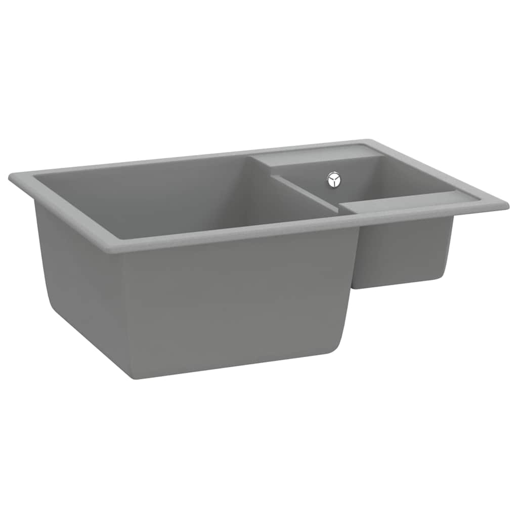 VIDAXL Sink Double Mirbs mit Überlauflochgranitgrau