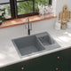 VIDAXL Sink Double Mirbs mit Überlauflochgranitgrau