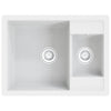 VIDAXL Sink Double Bins mit Überlauflochgranit weiß