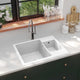 VIDAXL Sink Double Bins mit Überlauflochgranit weiß
