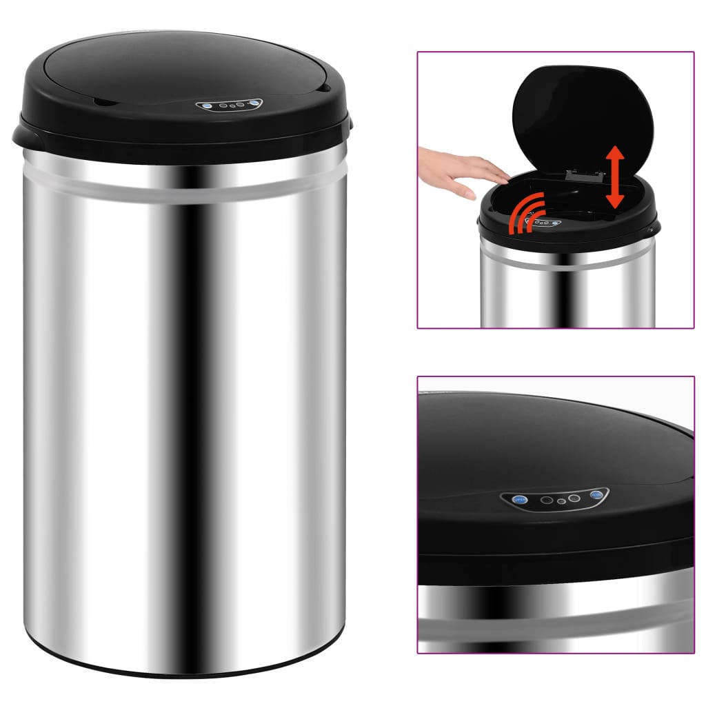 Vidaxl -Müll mit automatischem Sensor 40 l Edelstahl