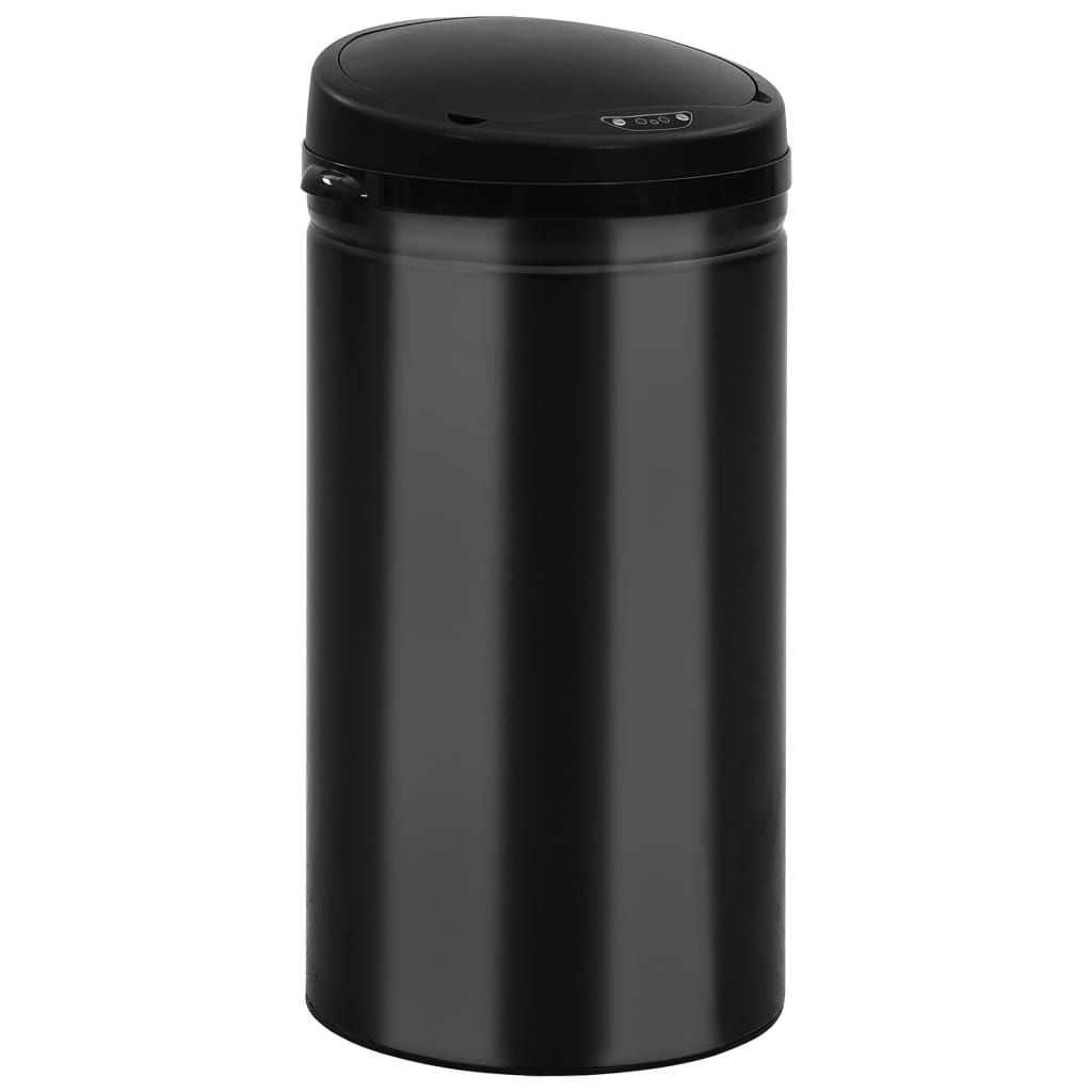 Vidaxl -Müll mit automatischer Sensor 50 l Kohlenstoffstahl schwarz