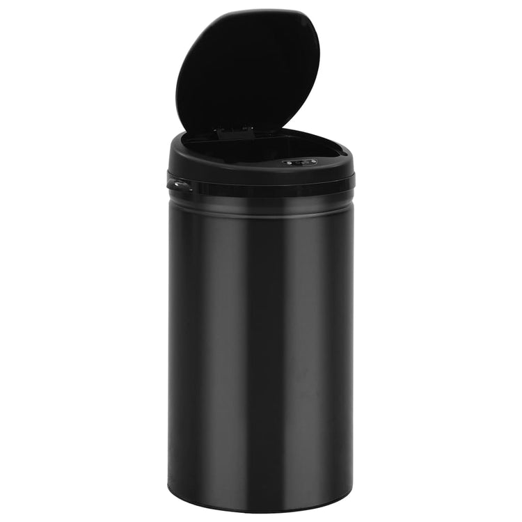 Vidaxl -Müll mit automatischer Sensor 50 l Kohlenstoffstahl schwarz