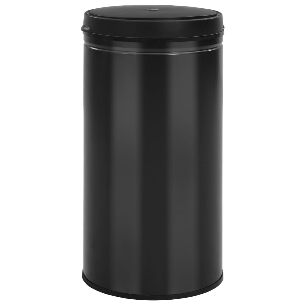 Vidaxl -Müll mit automatischer Sensor 60 l Kohlenstoffstahl schwarz