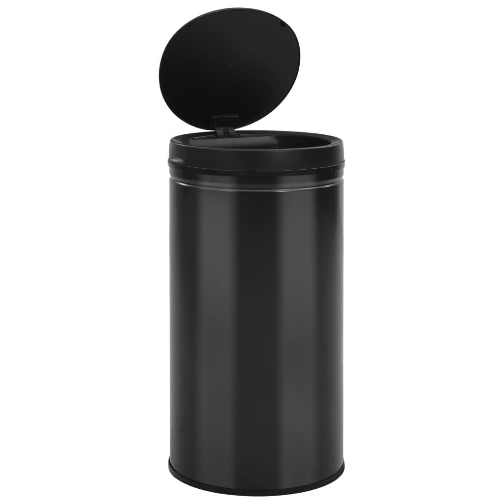 Vidaxl -Müll mit automatischer Sensor 60 l Kohlenstoffstahl schwarz