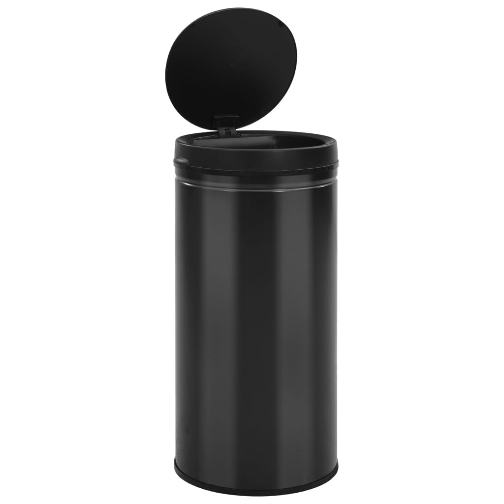 Vidaxl -Müll mit automatischer Sensor 70 l Kohlenstoffstahl schwarz