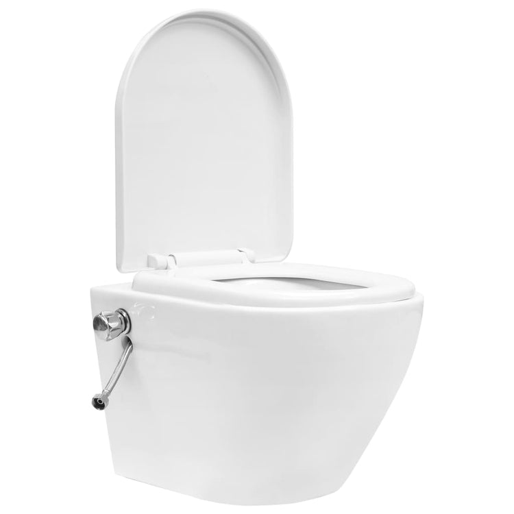 Vidaxl hängende Toilette Randless mit verstecktem Gericht aus Keramik Weiß