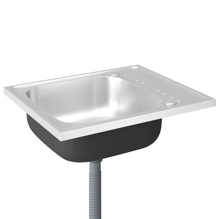 VIDAXL -Spüle mit Abflusssatz 500x600x155 mm Edelstahl Silber