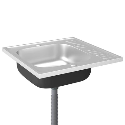 VIDAXL -Spüle mit Abflusssatz 600x600x155 mm Edelstahl Silber