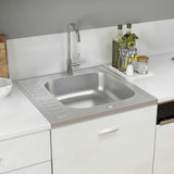 VIDAXL -Spüle mit Abflusssatz 600x600x155 mm Edelstahl Silber - afbeelding 3