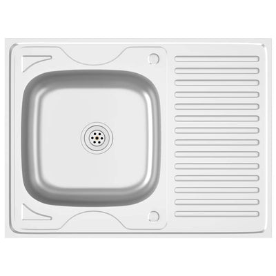 VIDAXL -Spüle mit Abflusssatz 800x600x155 mm Edelstahl Silber