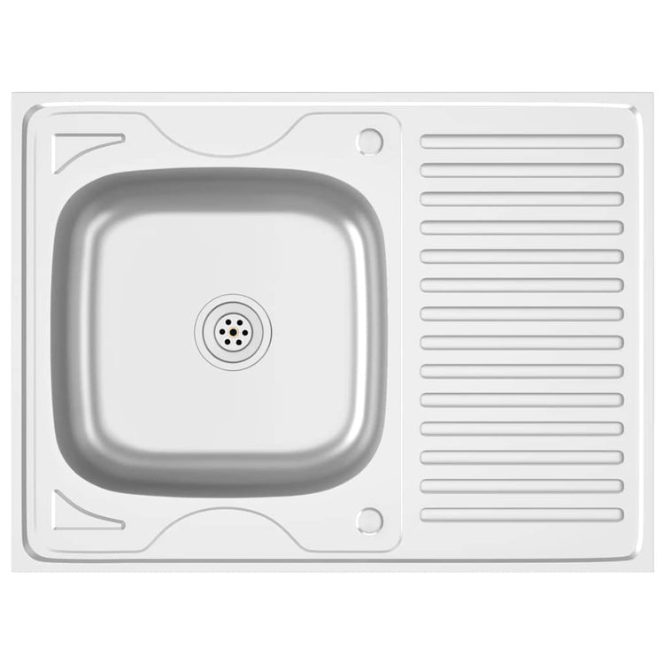 VIDAXL -Spüle mit Abflusssatz 800x600x155 mm Edelstahl Silber