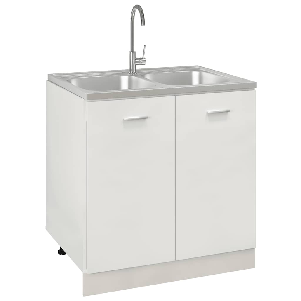 VIDAXL -Spüle mit Doppelbehälter 800x600x155 mm Edelstahl Silber