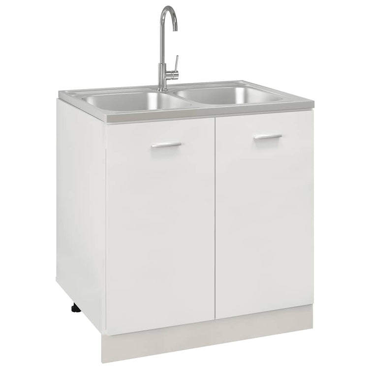VIDAXL -Spüle mit Doppelbehälter 800x600x155 mm Edelstahl Silber