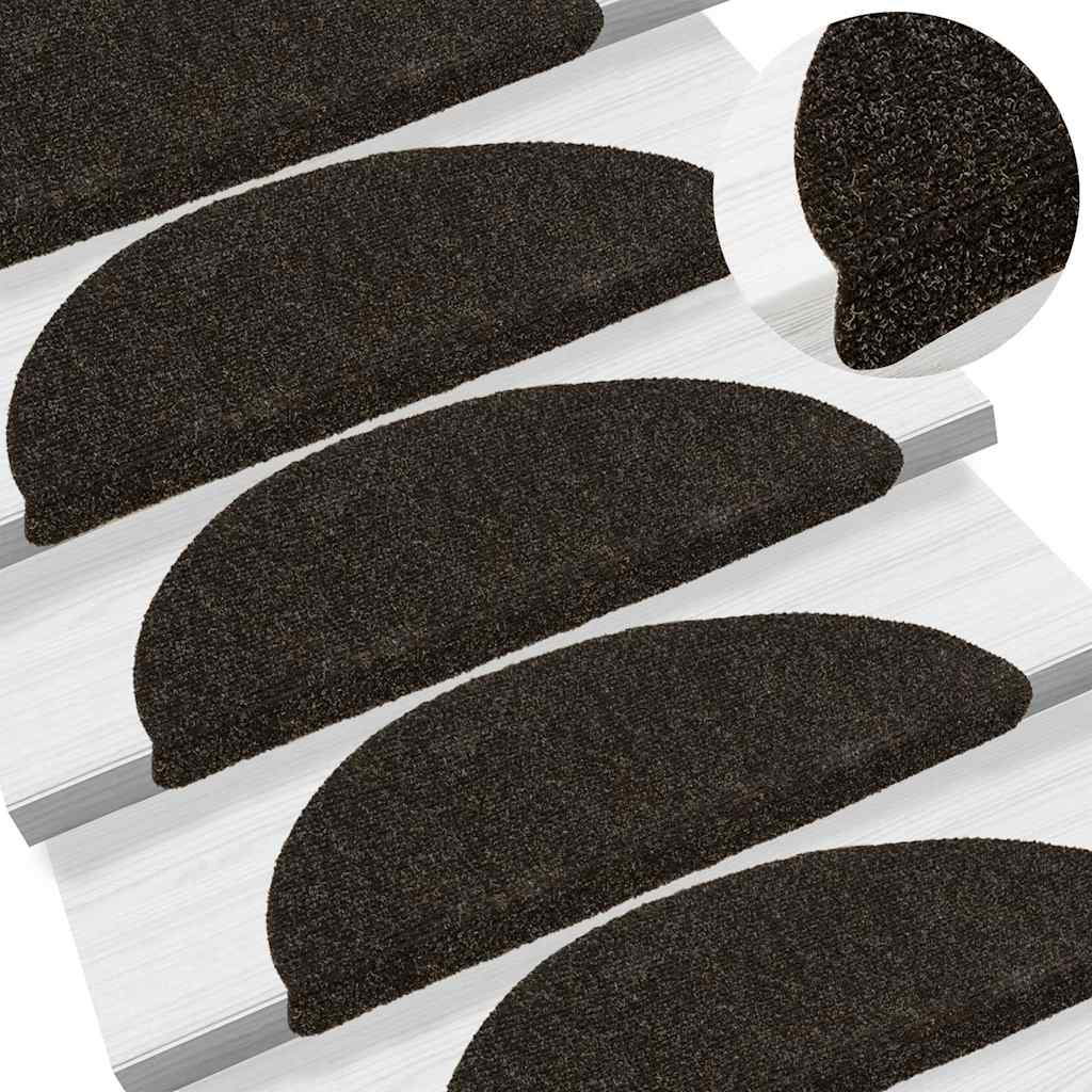 Vidaxl Treppenmatten Selbstadhäsiv 15 ST 56x17x3 cm Nadel sich dunkelbraun anfühlt