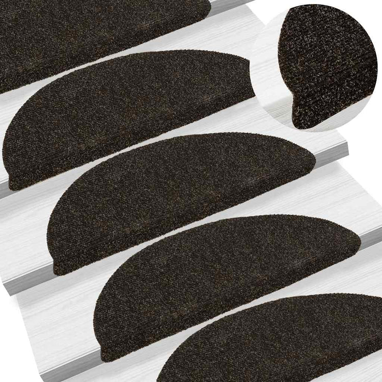 Vidaxl Treppenmatten Selbstadhäsiv 15 ST 56x17x3 cm Nadel sich dunkelbraun anfühlt