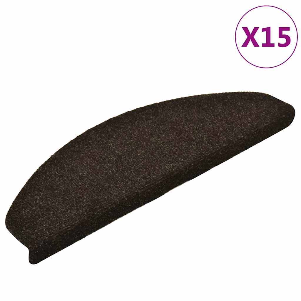 Vidaxl Treppenmatten Selbstadhäsiv 15 ST 65x21x4 cm Nadel dunkelbraun angefühlt