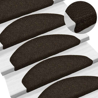 Vidaxl Treppenmatten Selbstadhäsiv 15 ST 65x21x4 cm Nadel dunkelbraun angefühlt