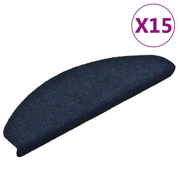 Vidaxl Treppenmatten Selbstadhäsiv 15 ST 65x21x4 cm Nadel Filz Navy Blau