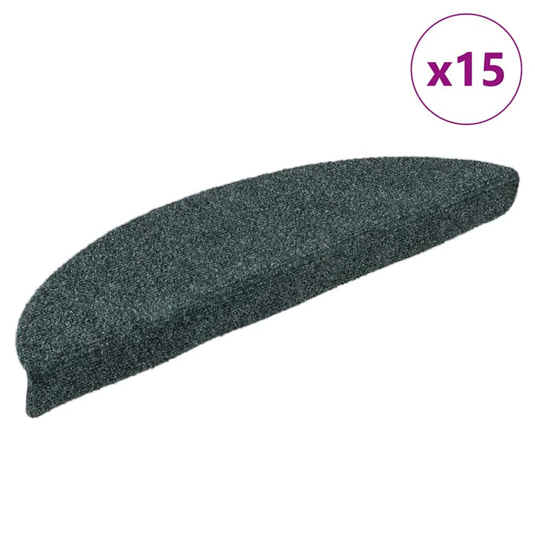 Vidaxl Treppenmatten Selbstadhäsiv 15 St 56x17x3 cm Nadel sich grün gefühlt