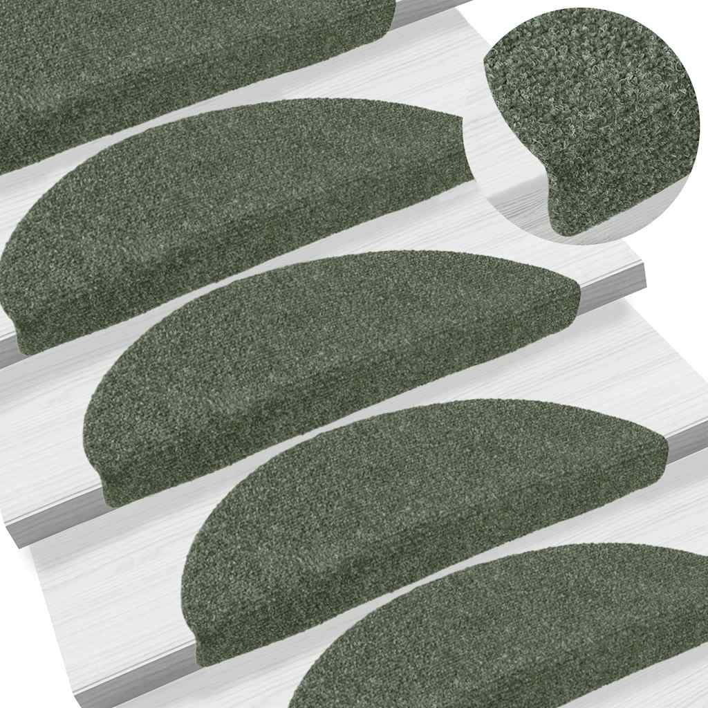 Vidaxl Treppenmatten Selbstadhäsiv 15 St 56x17x3 cm Nadel sich grün gefühlt