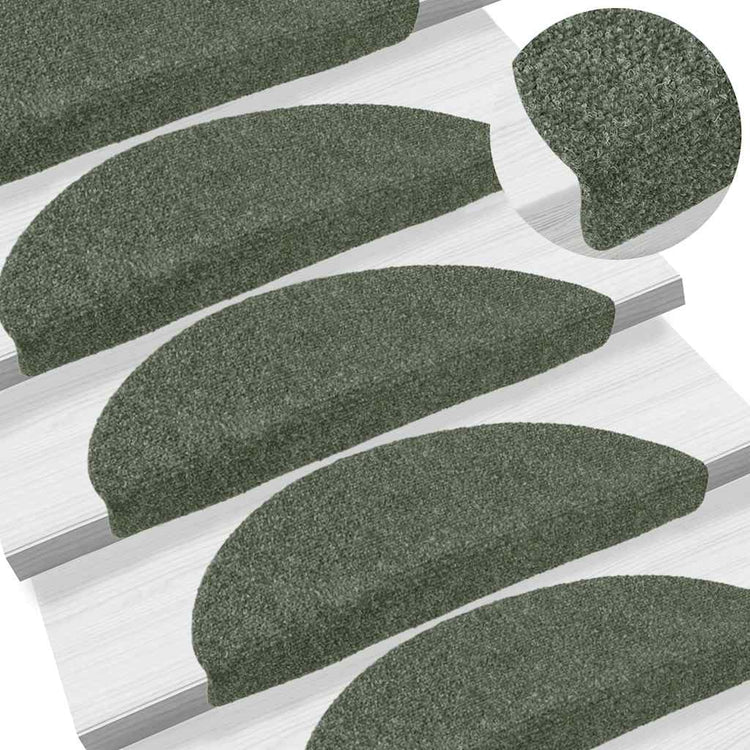 Vidaxl Treppenmatten Selbstadhäsiv 15 St 56x17x3 cm Nadel sich grün gefühlt