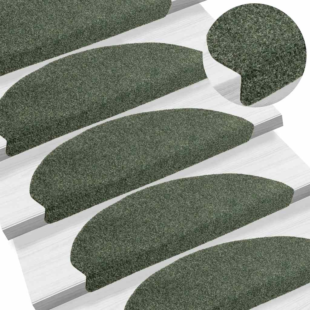 Vidaxl Treppenmatten Selbstadhäsiv 15 ST 65x21x4 cm Nadel sich grün gefühlt
