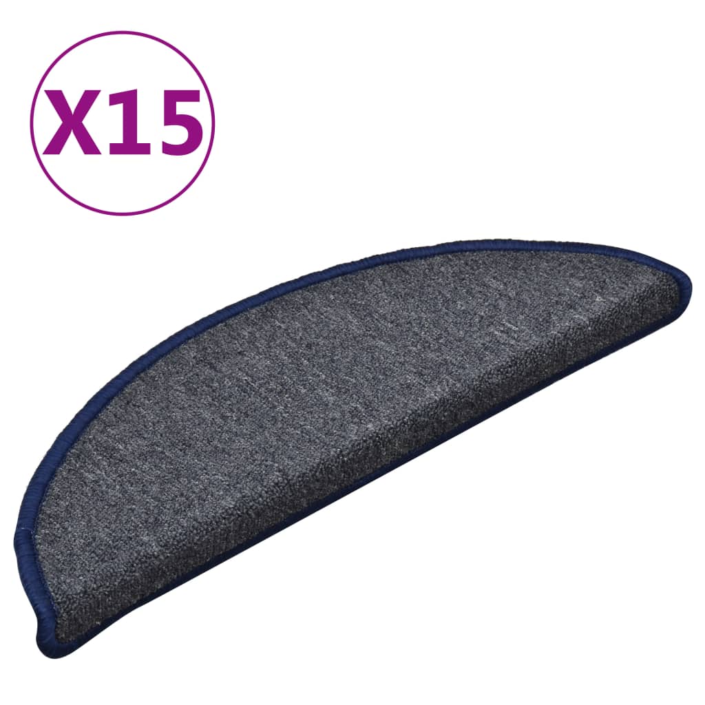 Vidaxl -Treppenmatten 15 St 56x17x3 cm dunkelgrau und blau