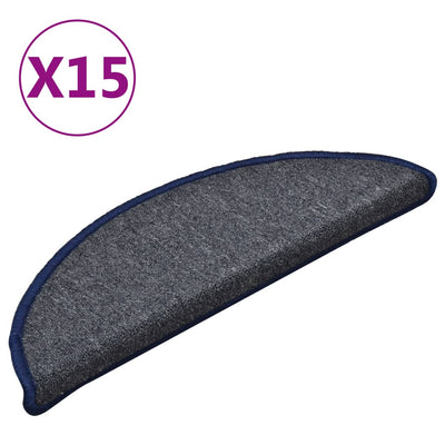 Vidaxl -Treppenmatten 15 St 56x17x3 cm dunkelgrau und blau