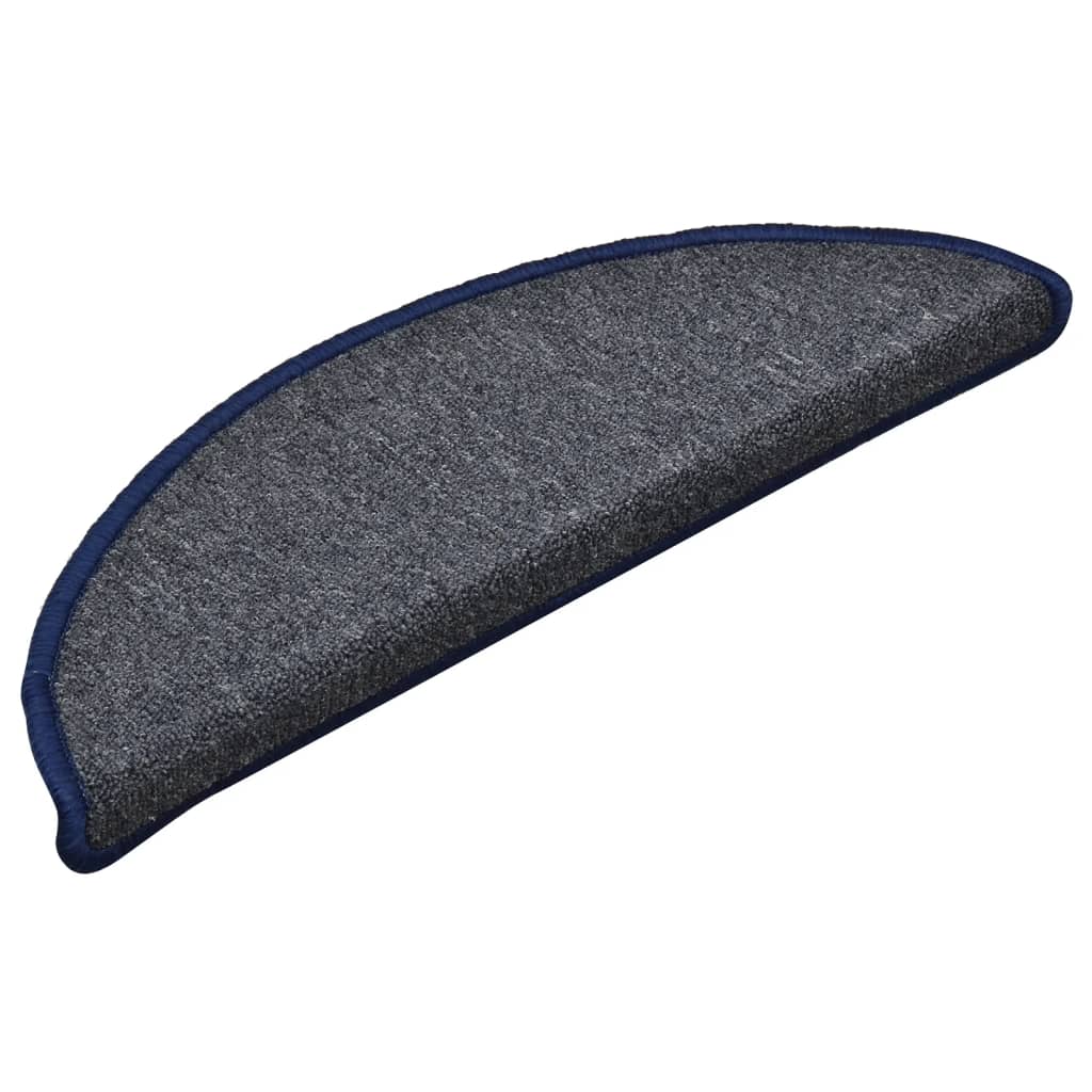 Vidaxl -Treppenmatten 15 St 56x17x3 cm dunkelgrau und blau