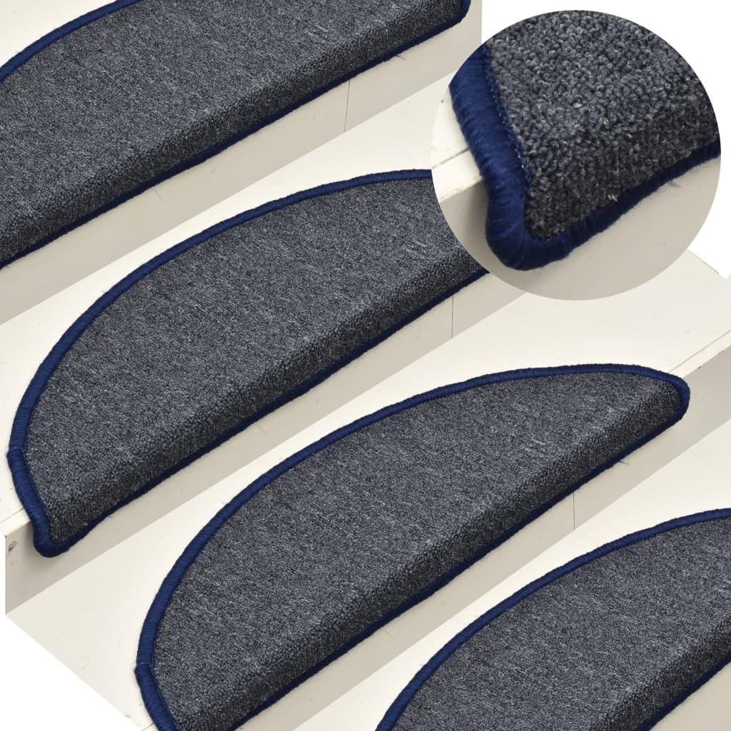 Vidaxl -Treppenmatten 15 St 56x17x3 cm dunkelgrau und blau