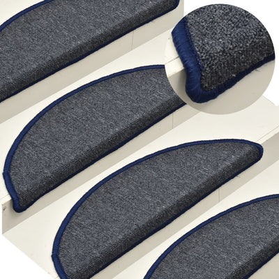 Vidaxl -Treppenmatten 15 St 56x17x3 cm dunkelgrau und blau