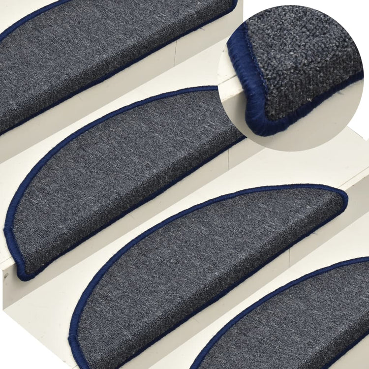Vidaxl -Treppenmatten 15 St 56x17x3 cm dunkelgrau und blau
