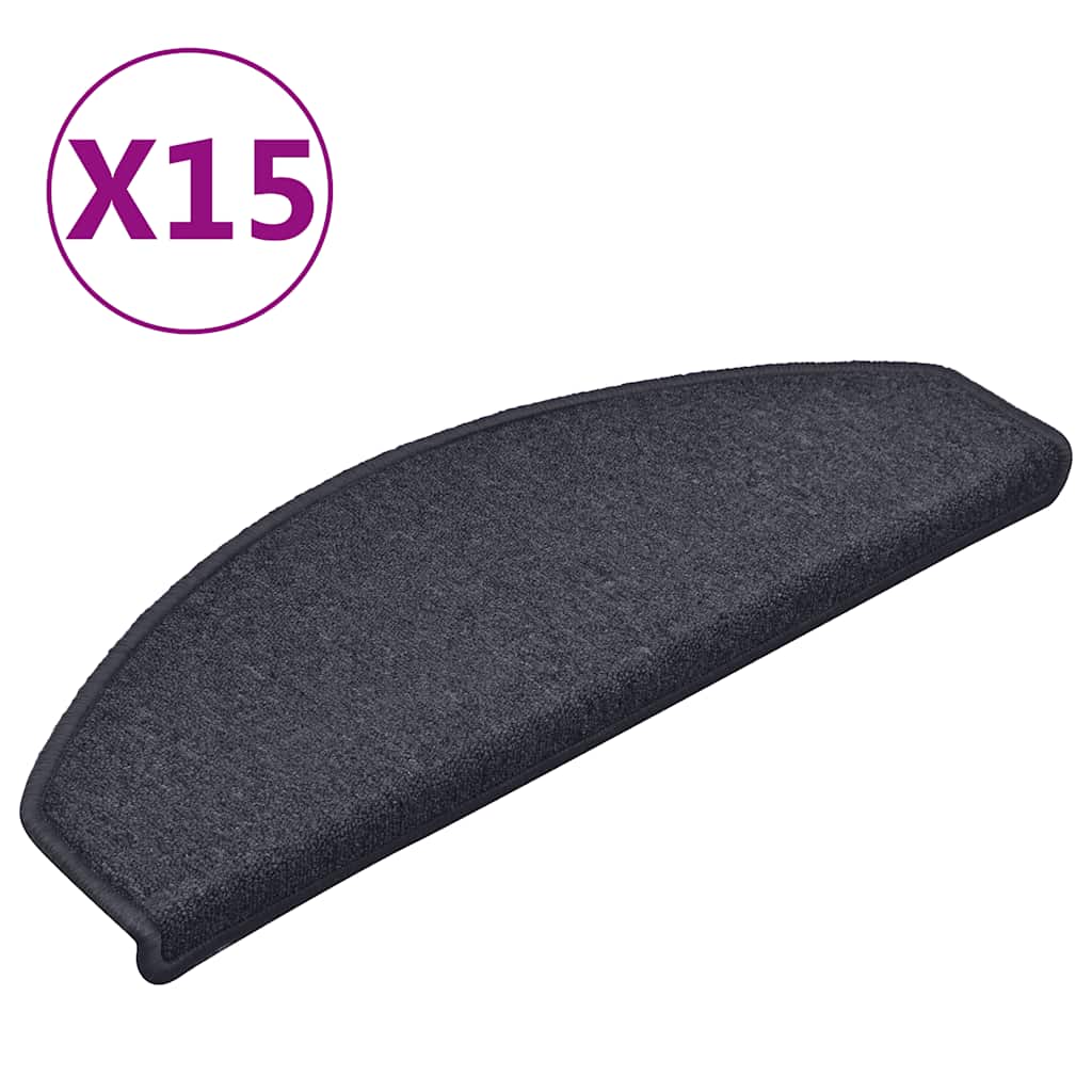 Vidaxl -Treppenmatten 15 ST 65x24x4 cm dunkelgrau und blau