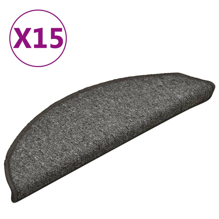 Vidaxl -Treppenmatten 15 ST 56x17x3 cm dunkelgrau