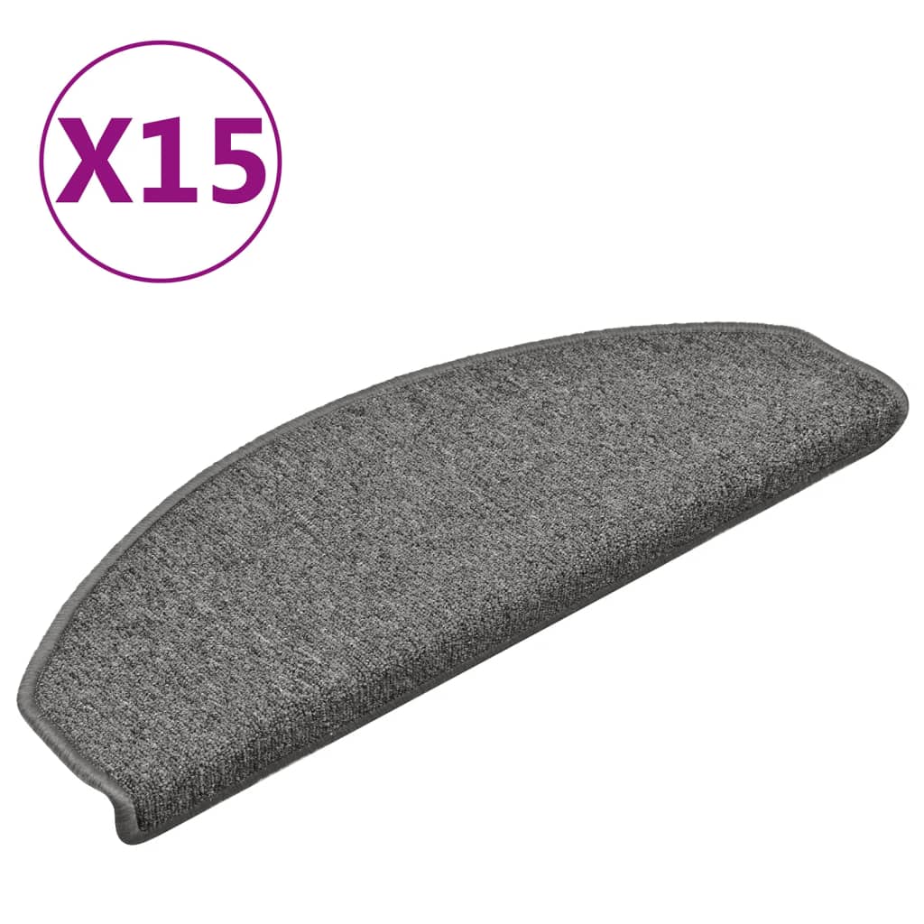 Vidaxl -Treppenmatten 15 ST 65x24x4 cm dunkelgrau