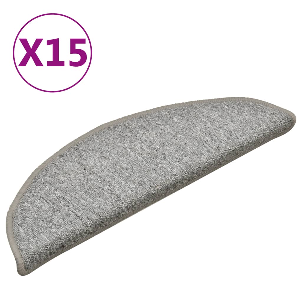 Vidaxl -Treppenmatten 15 ST 56x17x3 cm hellgrau