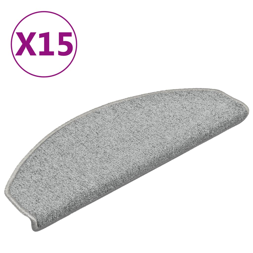 Vidaxl -Treppenmatten 15 ST 65x24x4 cm hellgrau