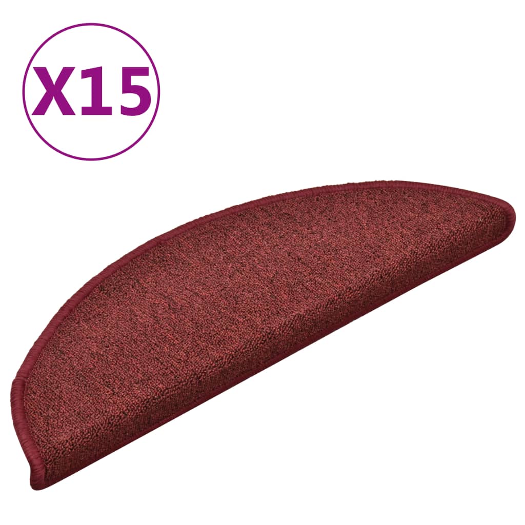 Vidaxl -Treppenmatten 15 ST 56x17x3 cm Rot