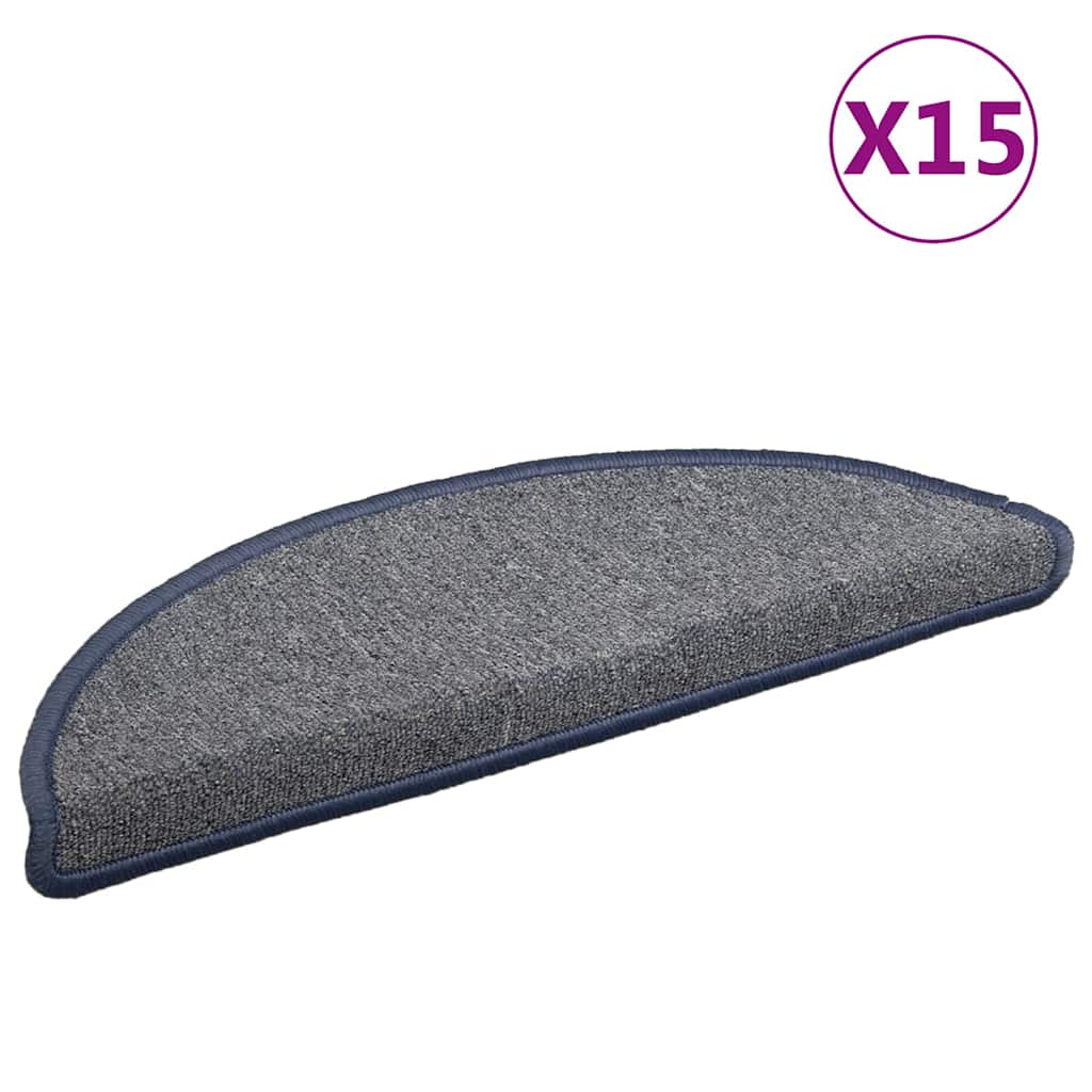 Vidaxl -Treppenmatten 15 ST 56x17x3 cm hellgrau und blau