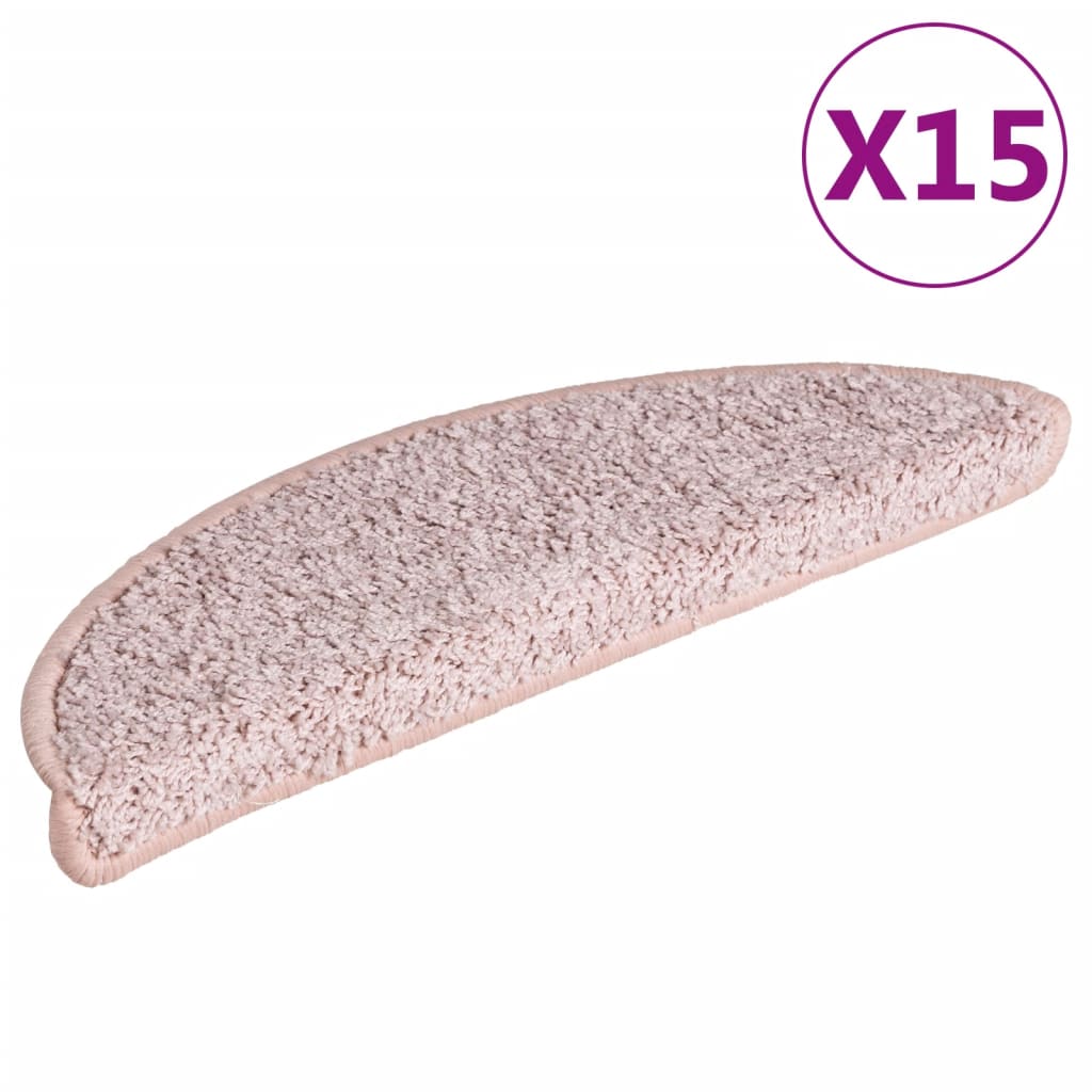 Vidaxl -Treppenmatten 15 ST 65x21x4 cm hellrosa