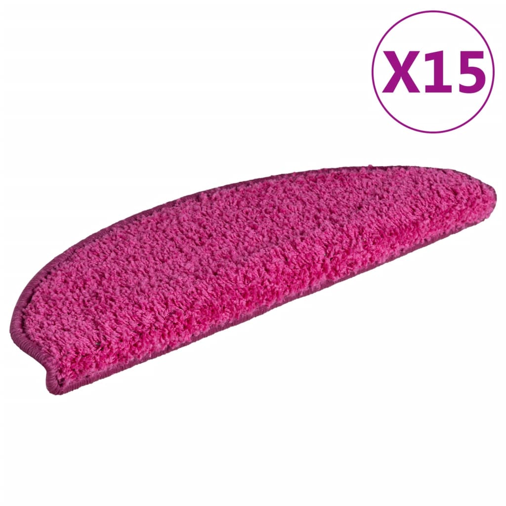 Vidaxl -Treppenmatten 15 ST 65x21x4 cm Pink