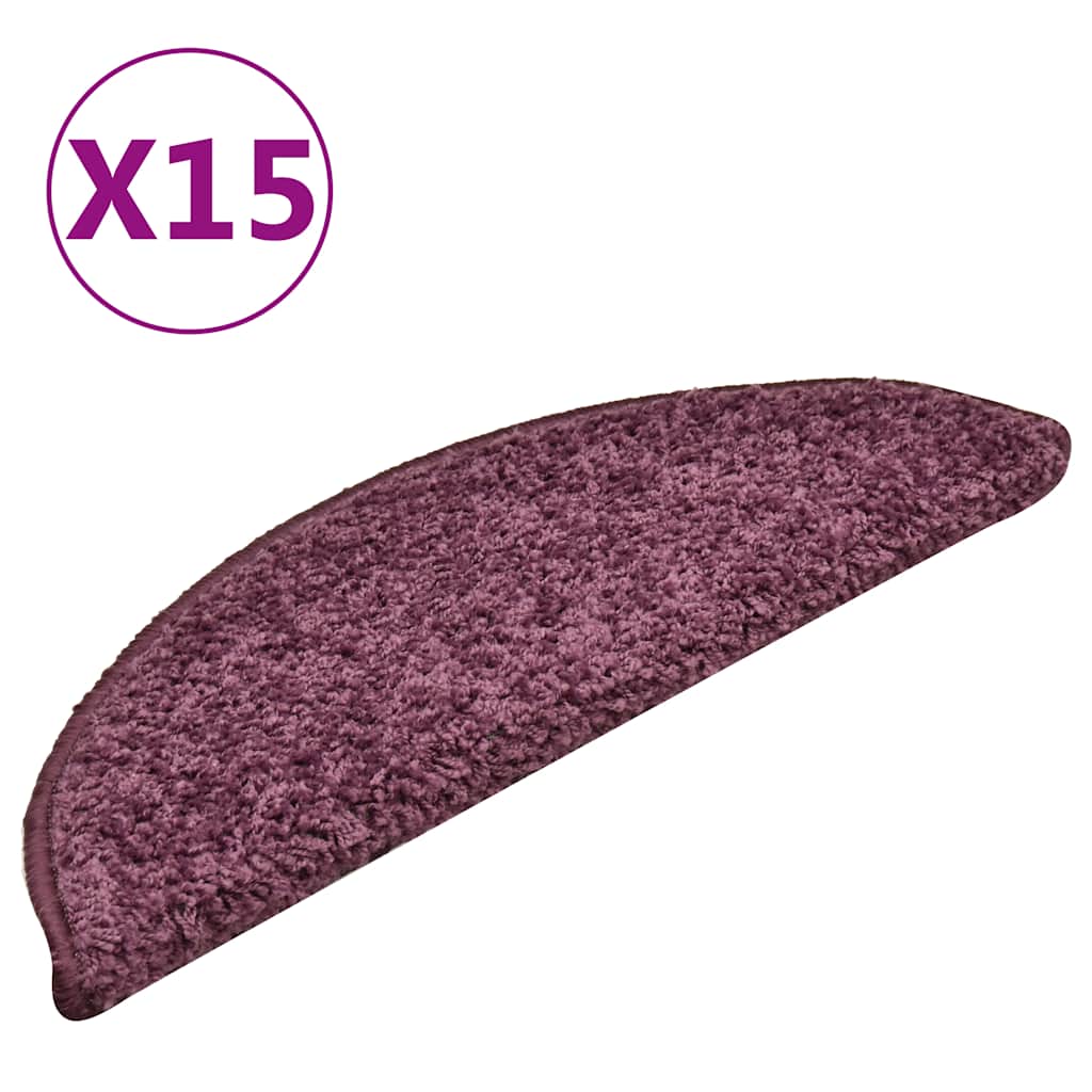 Vidaxl -Treppenmatten 15 ST 56x17x3 cm dunkelviolett