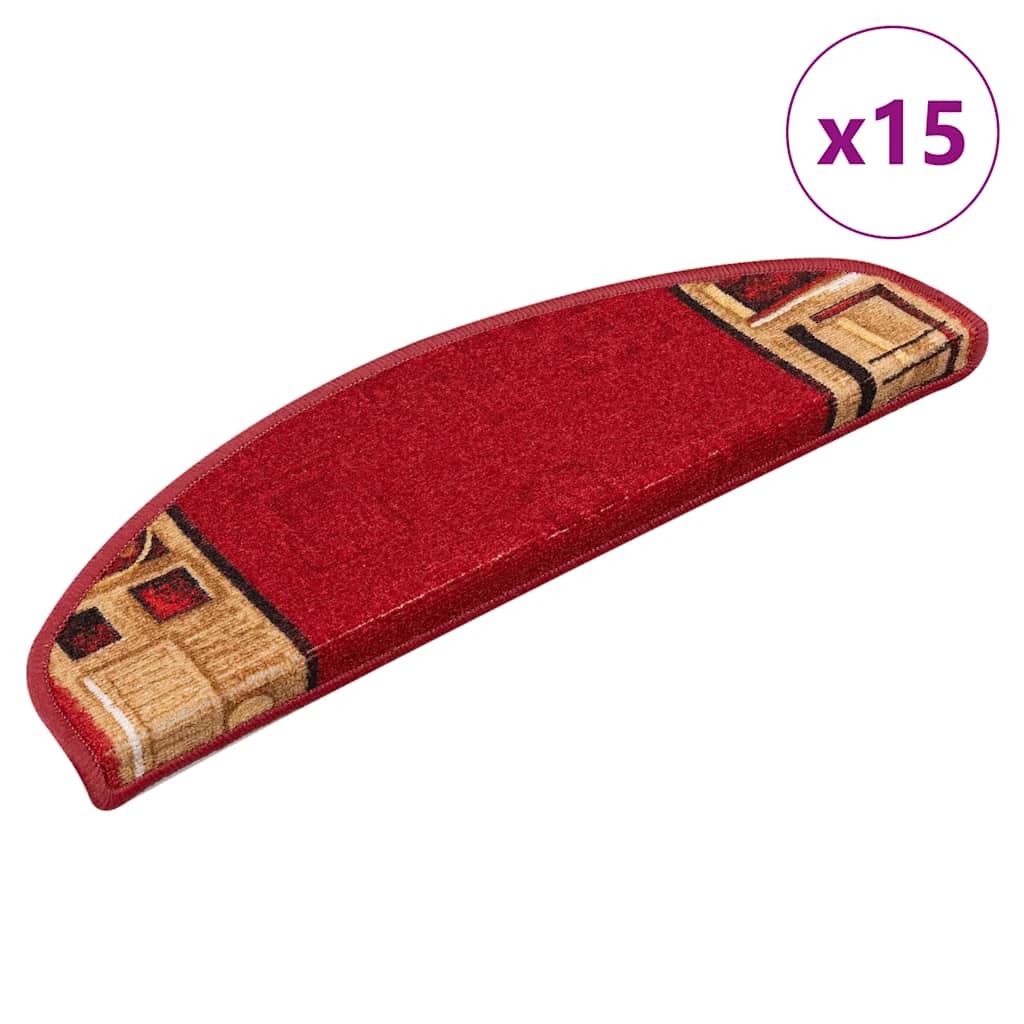Vidaxl Treppenmatten Selbstadhäsiv 15 ST 65x21x4 cm Rot