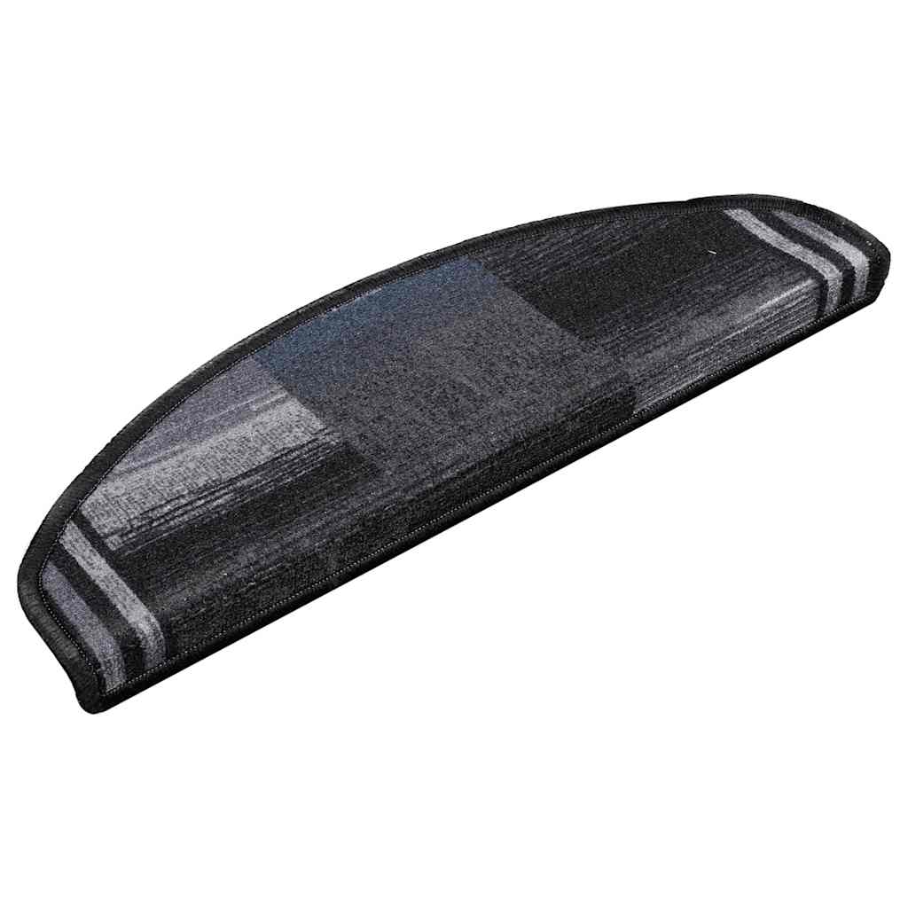 Vidaxl Treppenmatten Selbstadhäsiv 15 ST 65x21x4 cm schwarz und grau