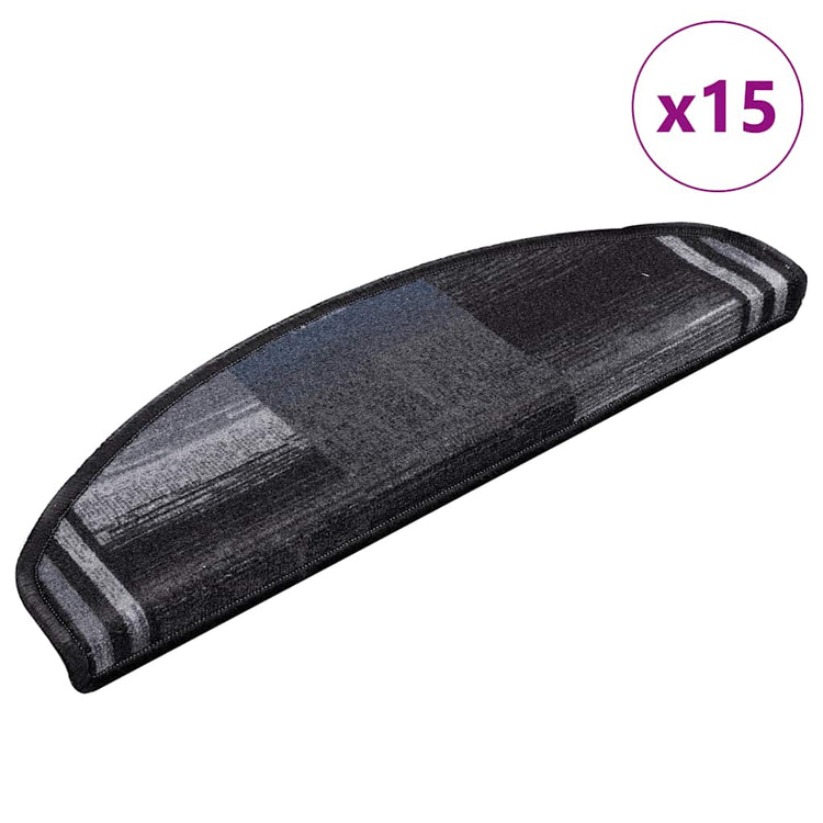 Vidaxl Treppenmatten Selbstadhäsiv 15 ST 65x21x4 cm schwarz und grau