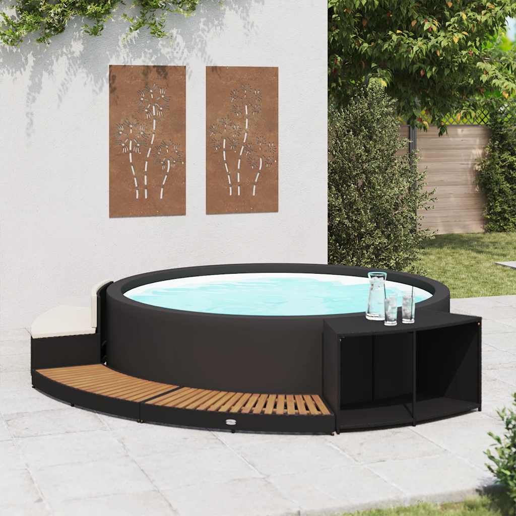 Vidaxl Spa-Bouw Poly Rattan und Acaciahout Schwarz